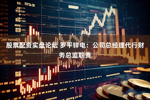 股票配资实盘论坛 罗平锌电：公司总经理代行财务总监职责